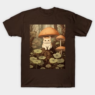 Feline Forest Fungi: Whimsical Adventures of Cats and Mushrooms T-Shirt